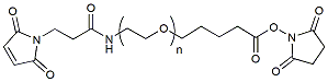 Molecular structure of the compound: Mal-PEG-Succinimidyl Valerate, MW 5,000