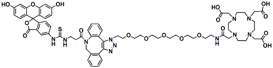 Molecular structure of the compound: Fluorescein-triazole-PEG5-DOTA