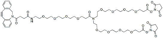 Molecular structure of the compound: N-(DBCO-PEG4-carbonyl)-N-bis(PEG4-NHS ester)