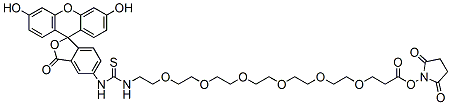 Molecular structure of the compound: Fluorescein-PEG6-NHS ester