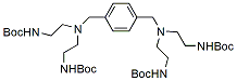 Molecular structure of the compound: {2-[(4-{[Bis-(2-tert-butoxycarbonylamino-ethyl)-amino]-methyl}-benzyl)-(2-tert-butoxycarbonylamino-ethyl)-amino]-ethyl}-carbamic acid tert-butyl ester