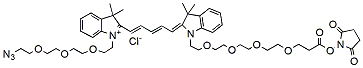 Molecular structure of the compound: N-(azide-PEG3)-N-(PEG4-NHS ester)-Cy5