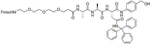 Molecular structure of the compound: Fmoc-PEG3-Ala-Ala-Asn(Trt)-PAB