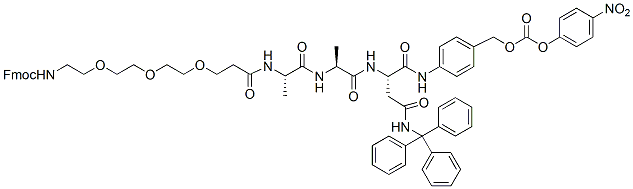 Molecular structure of the compound: Fmoc-PEG3-Ala-Ala-Asn(Trt)-PAB-PNP