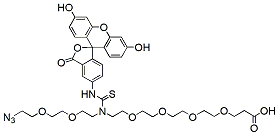 Molecular structure of the compound: N-(Azido-PEG2)-N-Fluorescein-PEG4-acid