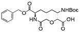 Molecular structure of the compound: (S)-Benzyl 2-amino-N-[(carboxymethoxy)acetyl]-6-((tert-butoxycarbonyl)amino)hexanoate