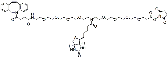 Molecular structure of the compound: N-(DBCO-PEG4)-N-Biotin-PEG4-NHS