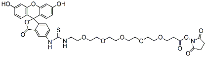 Molecular structure of the compound: Fluorescein-PEG5-NHS ester