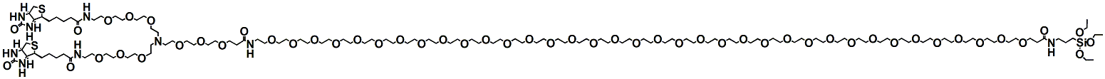 Molecular structure of the compound: N-(triethoxysilane-PEG36-PEG3-)-N-bis(PEG3-biotin)