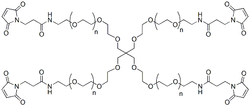 Molecular structure of the compound: 4arm-PEG-Maleimide, MW 20,000