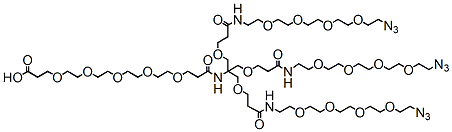 Molecular structure of the compound: Acid-PEG5-Amide-Tri(3-methoxypropanamide-PEG4-Azide) Methane