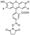 Molecular structure of the compound: Difluorocarboxyfluorescein NHS Ester, 5-isomer