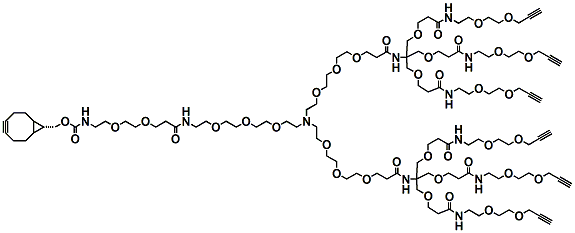 Molecular structure of the compound: N-(endo-BCN-PEG2-amido-PEG3)-N-bis-(PEG3-Amino-Tri-(Propargyl-PEG2-ethoxymethyl)-methane)
