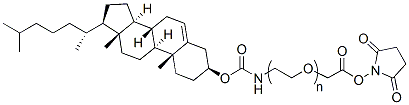 Molecular structure of the compound: Cholesterol-PEG-NHS, MW 1,000