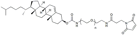 Molecular structure of the compound: Cholesterol-PEG-MAL, MW 1,000