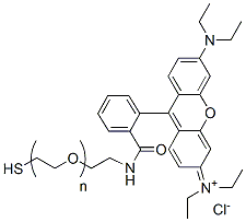 Molecular structure of the compound: Rhodamine-PEG-Thiol, MW 1,000