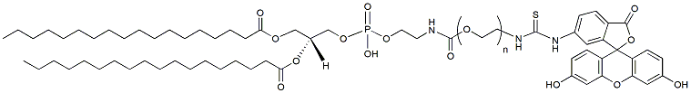 Molecular structure of the compound: DSPE-PEG-FITC, MW 2,000