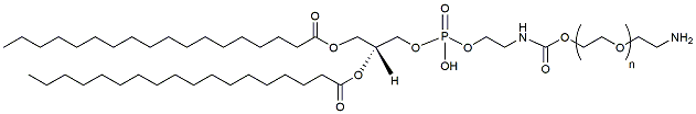 Molecular structure of the compound: DSPE-PEG-NH2, MW 1,000