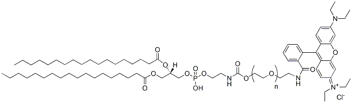 Molecular structure of the compound: DSPE-PEG-Rhodamine, MW 2,000