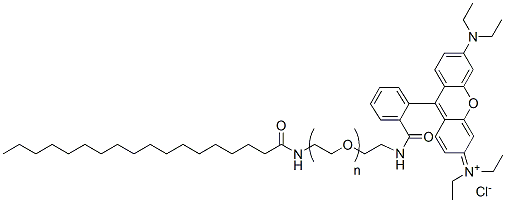 Molecular structure of the compound: Stearic acid-PEG-Rhodamine, MW 3,400