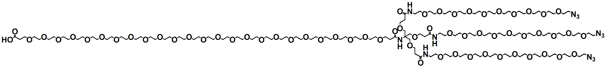 Molecular structure of the compound: Acid-PEG25-Amide-Tri(3-methoxypropanamide-PEG10-Azide) Methane