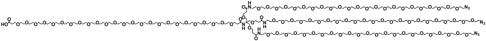 Molecular structure of the compound: Acid-PEG25-Amide-Tri(3-methoxypropanamide-PEG23-Azide) Methane