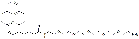 Molecular structure of the compound: Pyrenebutyricamide-PEG5-amine, TFA salt