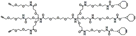 Molecular structure of the compound: PEG3-(Amino-Tri-(Propargyl-PEG2-ethoxymethyl)-methane)-(Amino-Tri-(endo-BCN-PEG2-ethoxymethyl)-methane)