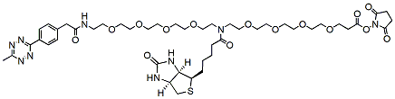 Molecular structure of the compound: N-(Methyltetrazine-PEG4)-N-Biotin-PEG4-NHS