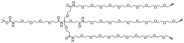 Molecular structure of the compound: t-Boc-N-amido-PEG4-Amide-Tri-(propargyl-PEG10-ethoxymethyl)-methane