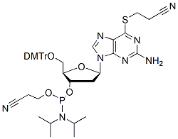 Molecular structure of the compound: 6-S-(2-Cyanoethyl)-2’-deoxy-5’-O-DMTr-
6-thioguanosine 3’-CED phosphoramidite