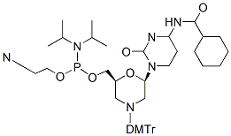 Molecular structure of the compound: N-DMTr-N4-benzoyl-morpholino-cytosine-5’-O-phosphoramidite