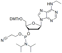 Molecular structure of the compound: 5’-O-DMTr-N6-ethyl-2’-deoxyadenosine 3’-CED phosphoramidite