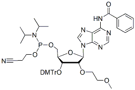 Molecular structure of the compound: Rev 2-O-MOE-A(Bz)-5-amidite