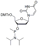 Molecular structure of the compound: 5’-O-DMTr-dU-methyl phosphonamidite