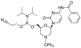 Molecular structure of the compound: N-Trityl-N4-benzoyl-morpholino-C-5’-O-phosphoramidite