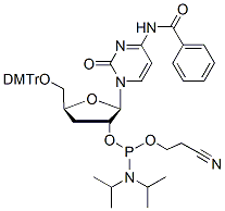 Molecular structure of the compound: 3’-dC(Bz)-2’-phosphoramidite