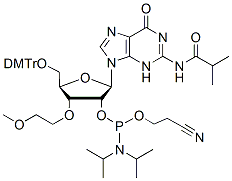 Molecular structure of the compound: 3-O-MOE-G(iBu)-2-phosphoramidite