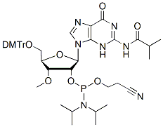 Molecular structure of the compound: 3-O-Me-G(iBu)-2-phosphoramidite