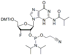 Molecular structure of the compound: 3’-F-3’-dG(iBu)-2’-phosphoramidite