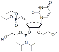 Molecular structure of the compound: 1-[(5E)-3-O-[(Bis-diisopropylamino)(2-cyanoethoxy)phosphino]-5,6-dideoxy-6-(diethoxyphosphinyl)-2-O-(2-MOE)-?-D-ribo-hex-5-enofuranosyl]uracil