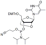 Molecular structure of the compound: DMTr-LNA-5MeU-3-CED-phosphoramidite