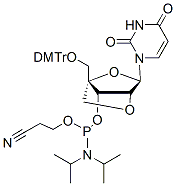 Molecular structure of the compound: DMTr-LNA-U-3-CED-phosphoramidite