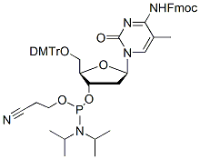Molecular structure of the compound: 5’-O-DMTr-N4-Fmoc-5-Me-dC-phosphoramidite