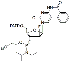 Molecular structure of the compound: 2’-Fluoro-2’-deoxy-ara-C(Bz)-3’-phosphoramidite