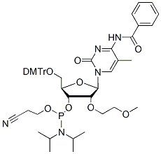 Molecular structure of the compound: N4-Bz-5-O-DMTr-2-O-(2-MOE)-5-methylcytidine-3-CED-phosphoramidite