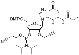 Molecular structure of the compound: 2-O-Propargyl G(iBu)-3-phosphoramidite