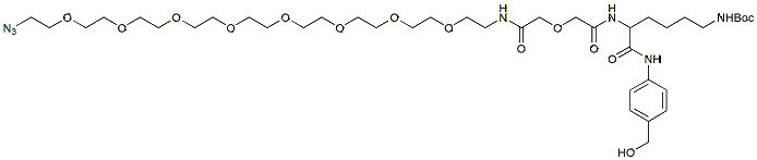 Molecular structure of the compound: N-(Azide-PEG8)-N-Boc-Lys(4-aminophenyl)methanol
