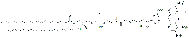 Molecular structure of the compound: DSPE-CH2-PEG-Fluor 488, MW 2,000