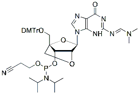Molecular structure of the compound: LNA-guanosine 3-CE phosphoramidite